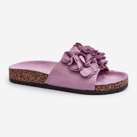 Damen-Flip-Flops auf Korkplattform aus Öko-Wildleder, Lila Jaihini 1