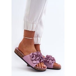 Damen-Flip-Flops auf Korkplattform aus Öko-Wildleder, Lila Jaihini 2