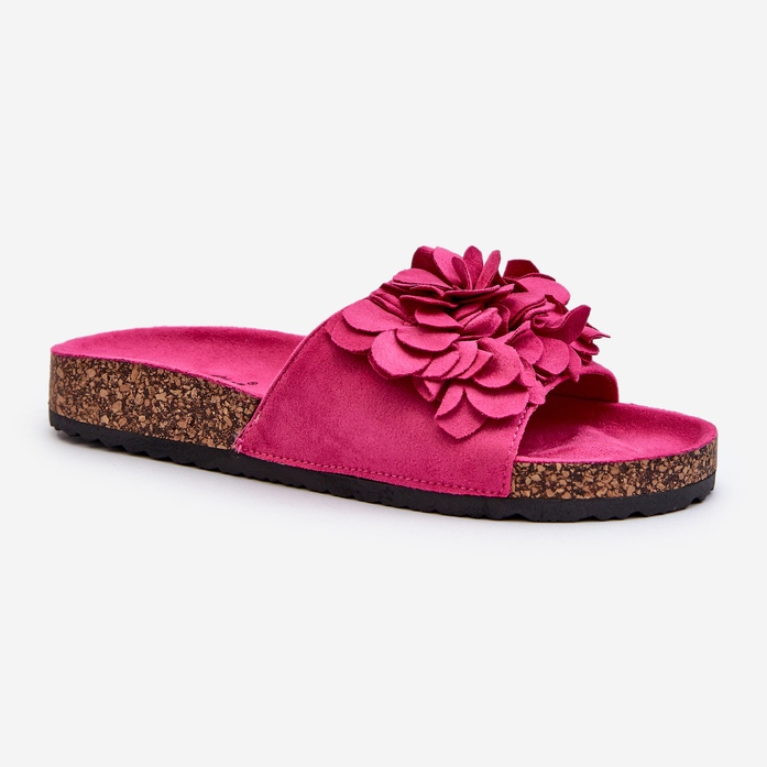 Damen-Flip-Flops auf Korkplattform aus Öko-Wildleder in Fuchsia von Jaihini rosa 1