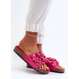 Damen-Flip-Flops auf Korkplattform aus Öko-Wildleder in Fuchsia von Jaihini rosa 2