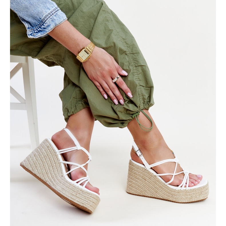 Weiße Mara-Keilsandalen 1