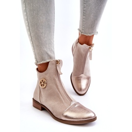 Jezzi Flache Damenstiefel mit Reißverschluss, Beige Loratie 3
