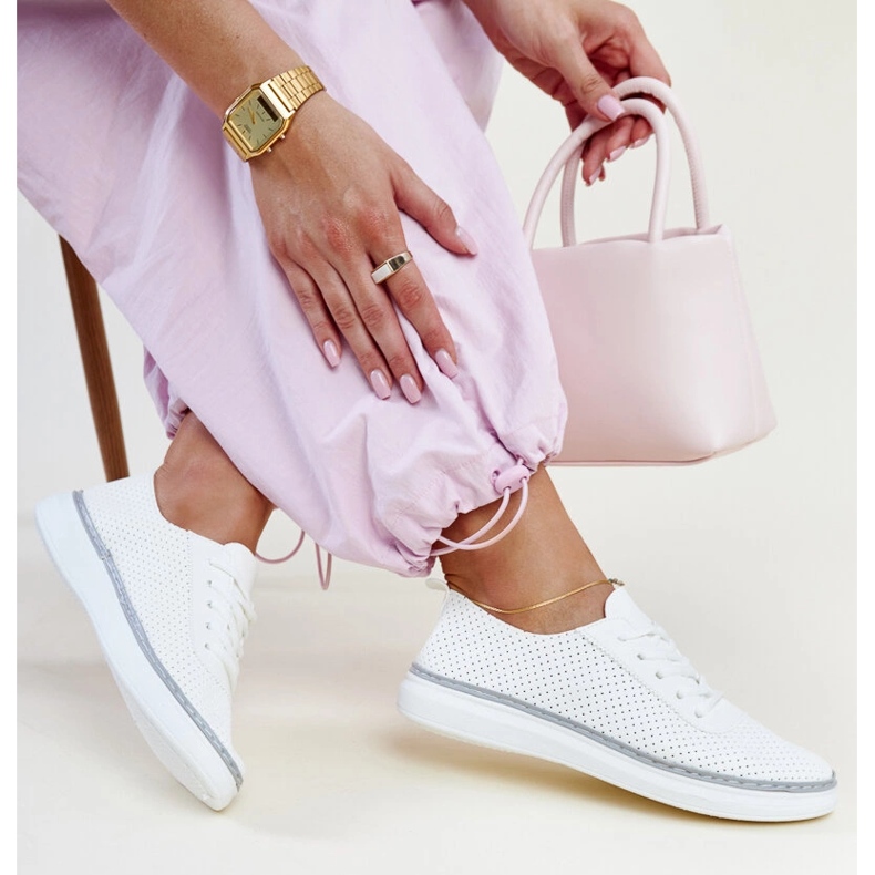 Weiß-graue, durchbrochene Biserka-Sneaker 1