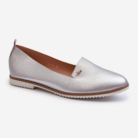 Damen Mokassins mit flachem Absatz Silber Enzla 1