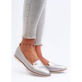 Damen Mokassins mit flachem Absatz Silber Enzla 2