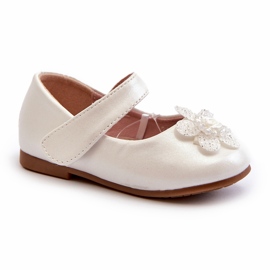 Miss Kinder-Ballerinas mit Klettverschluss und Verzierung, weiß 1