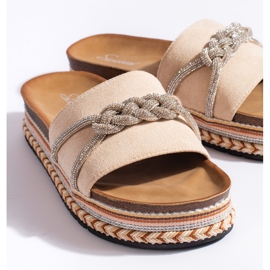 Beige Damen-Flip-Flops mit Verzierung 2