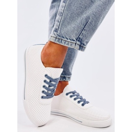 Hellblaue, durchbrochene Damensneaker von Costier weiß 2