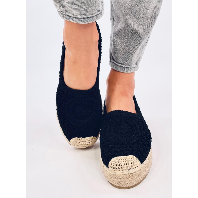 Dagonei Schwarze durchbrochene Espadrilles 1
