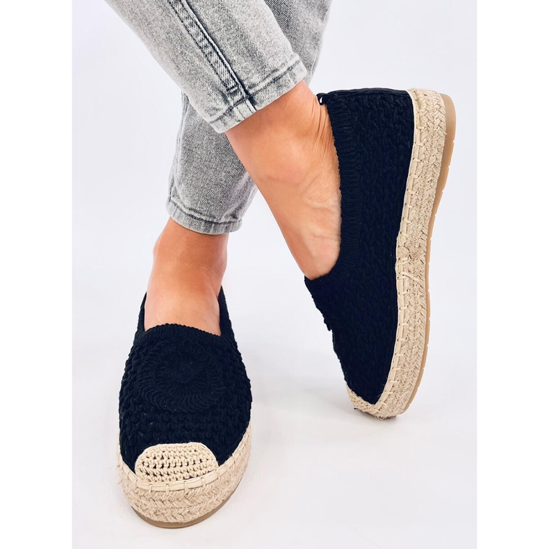Dagonei Schwarze durchbrochene Espadrilles 2