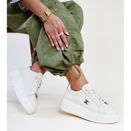 Hellbeige Ledersneaker mit hoher Sohle, Melita 1