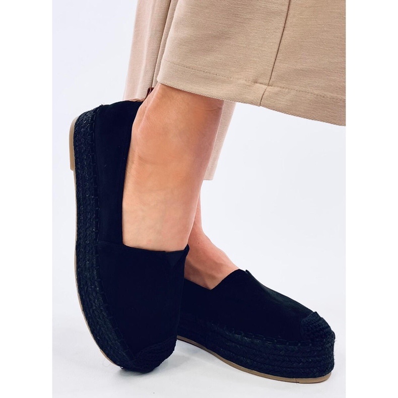 Poulain Schwarze Espadrilles mit dicker Sohle 1