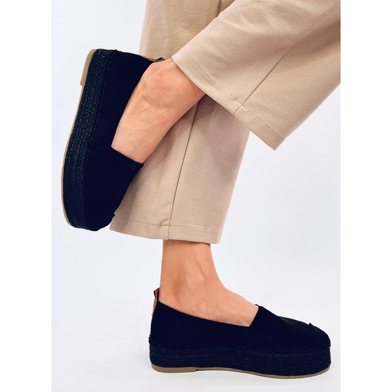 Poulain Schwarze Espadrilles mit dicker Sohle 2