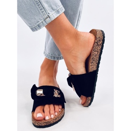 Loups Schwarze Korkhausschuhe mit Teddybär 2