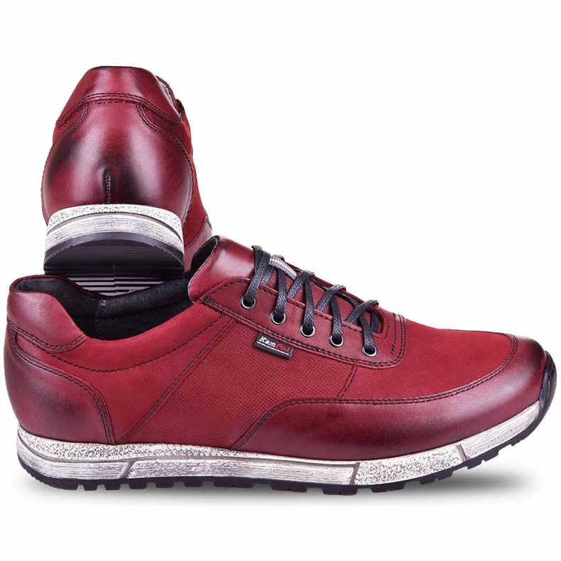 Kampol Herren Freizeitschuhe aus Leder 31/34 kastanienbraun rot 2