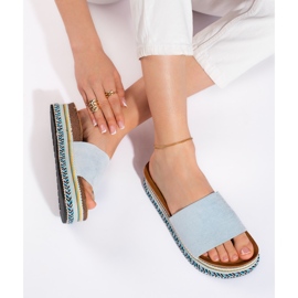 Blaue Plateau-Flip-Flops für Damen 1