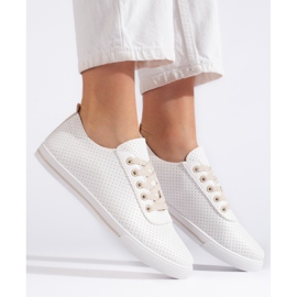 Durchbrochene Damen-Sneaker in Weiß und Beige 1