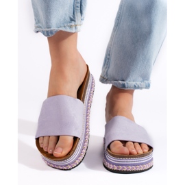 Lila Plateau-Flip-Flops für Damen violett 1