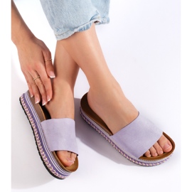 Lila Plateau-Flip-Flops für Damen violett 2