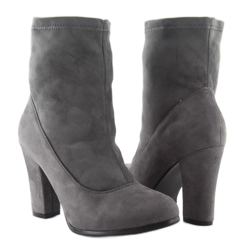 Klassische Stiefel High Heels fa141 Grau 1