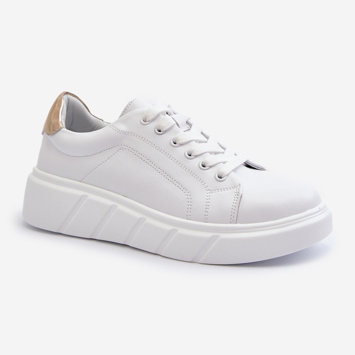 Damen-Ledersneaker auf der Plattform, Weiß Danida 1