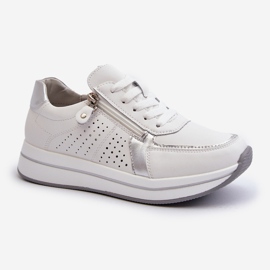 Damen-Ledersneaker auf der Plattform Weiß Ligustra 2