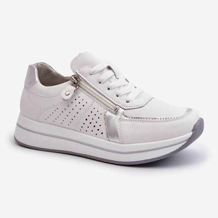 Damen-Ledersneaker auf der Plattform Weiß Ligustra 2