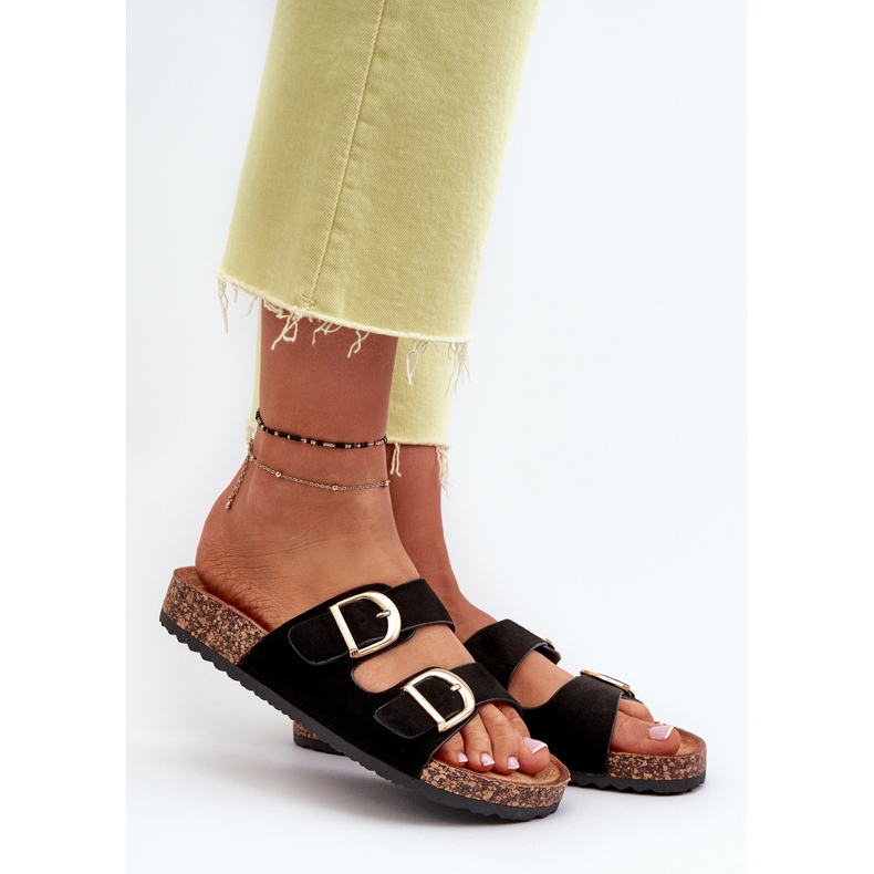 Damen-Flip-Flops auf Kork-Plateau mit Riemen, Black Doretta schwarz 2