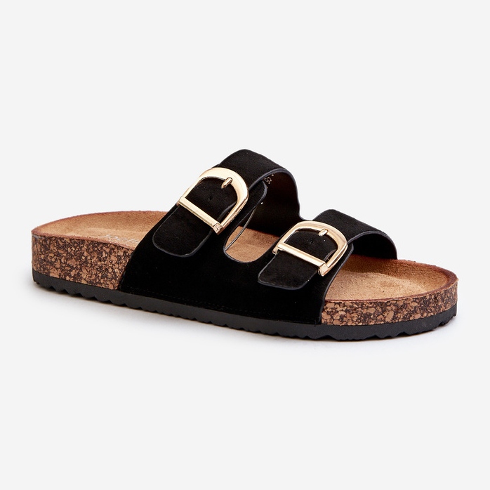 Damen-Flip-Flops auf Kork-Plateau mit Riemen, Black Doretta schwarz 1