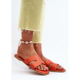Flache Damen-Flip-Flops mit Ausschnitten Orange Fiviama 2