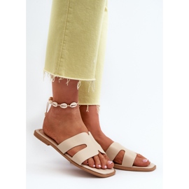 Flache Damen-Flip-Flops mit Ausschnitten Beige Fiviama 2