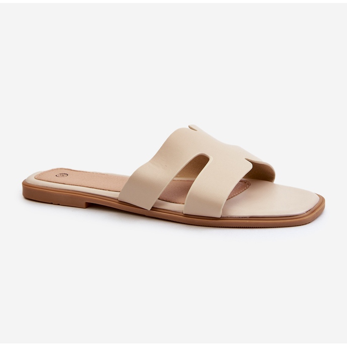 Flache Damen-Flip-Flops mit Ausschnitten Beige Fiviama 1