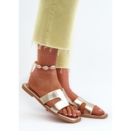 Flache Damen-Flip-Flops mit Ausschnitten Gold Fiviama golden 2