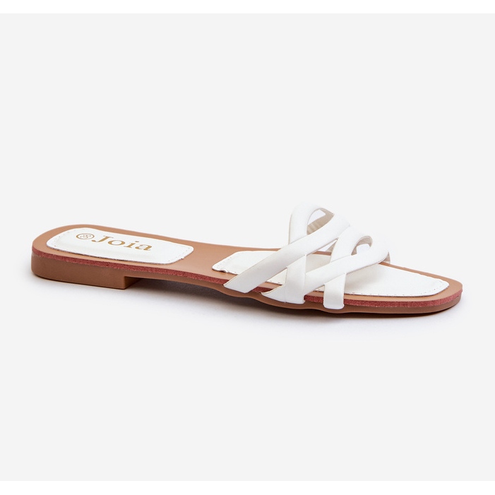 Damen-Flip-Flops aus Öko-Leder mit flachem Absatz, Weiß, Moldela 1