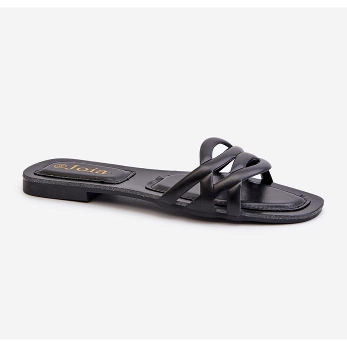 Damen-Flip-Flops aus Öko-Leder mit flachem Absatz, Schwarz, Moldela 1
