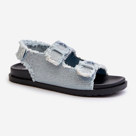 Verzierte Denim-Sandalen für Damen in Blau Irmale 2