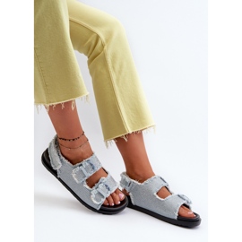 Verzierte Denim-Sandalen für Damen in Blau Irmale 1