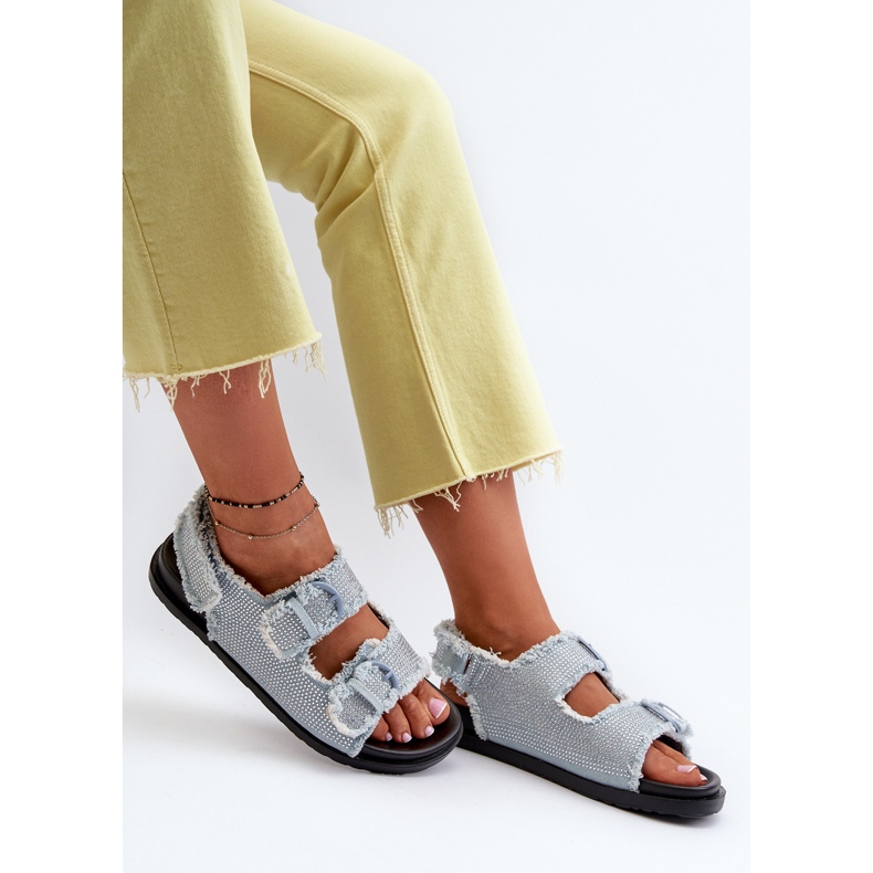 Verzierte Denim-Sandalen für Damen in Blau Irmale 1