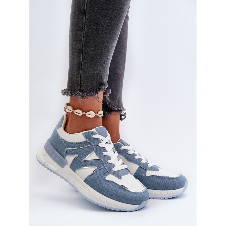 Damen-Jeans-Sneaker aus Öko-Leder, blaue Kaimans 2