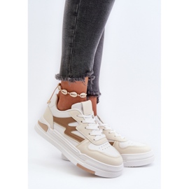 Damen-Plateau-Sneaker aus Öko-Leder, Beige Lynnette 2