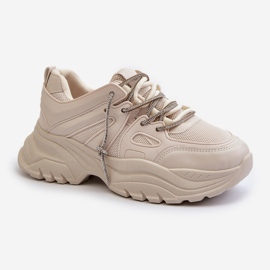 Damen-Sneaker auf massiver Sohle mit Zierschnürung Beige Relissa 2