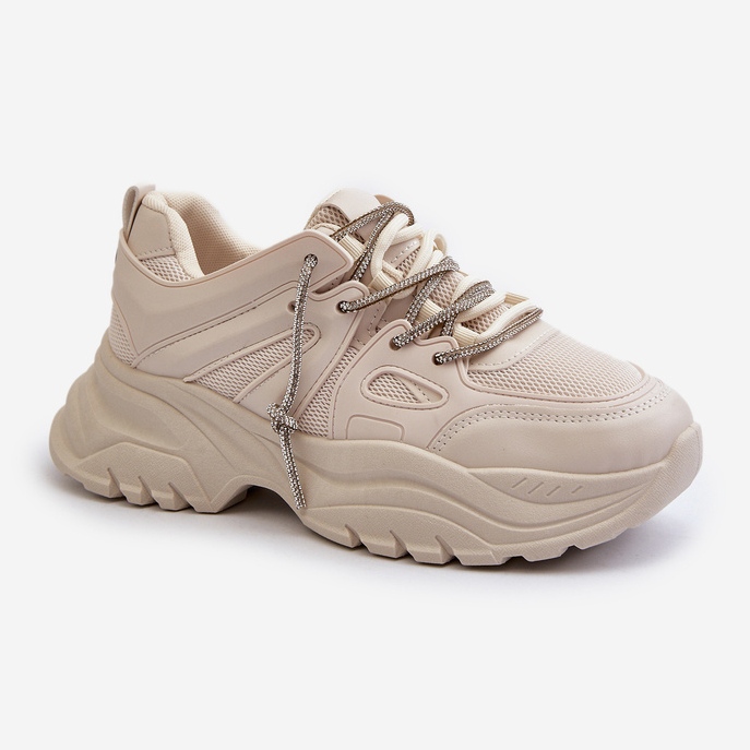 Damen-Sneaker auf massiver Sohle mit Zierschnürung Beige Relissa 2