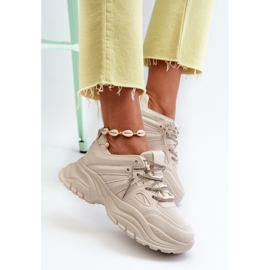 Damen-Sneaker auf massiver Sohle mit Zierschnürung Beige Relissa 1