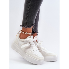 Damen-Plateau-Sneaker aus Öko-Leder, White Moun weiß 2