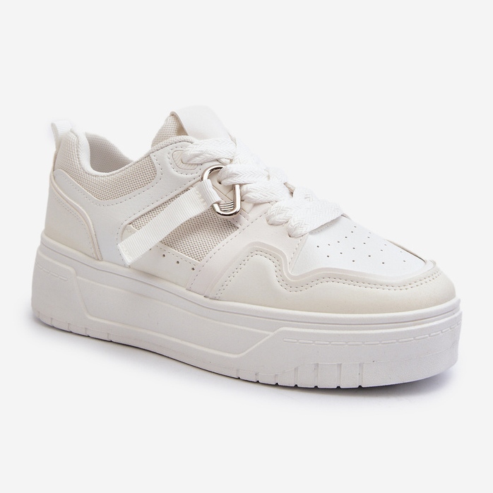 Damen-Plateau-Sneaker aus Öko-Leder, White Moun weiß 1