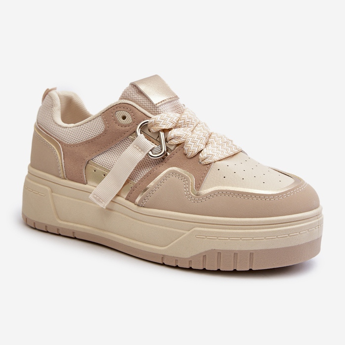Damen-Plateau-Sneaker aus Öko-Leder, Beige Moun 1
