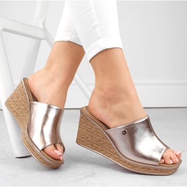 Goldene Damen-Keilsandalen Sergio Leone KL213 1