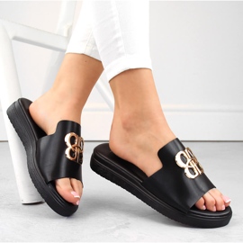 Schwarze Damen-Flip-Flops mit Verzierung, Vinceza 73501 1