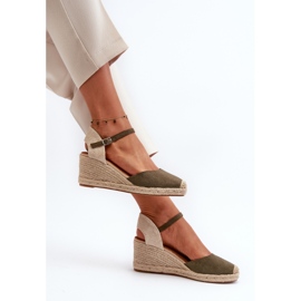 Wildleder Espadrilles Keilsandalen Grün Cammer 1