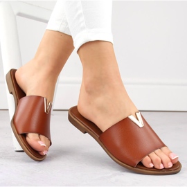 Braune Damen-Flip-Flops mit niedrigem Absatz eVento 7736 1